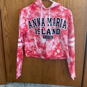 Pink tie dye cropped sweat shirt